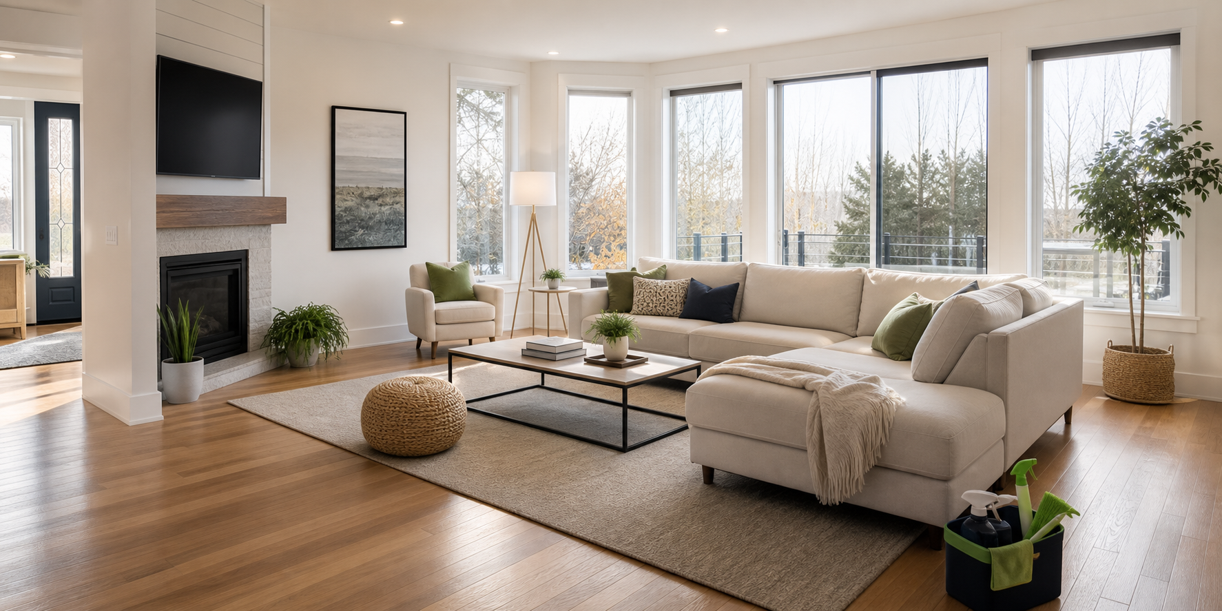 Freshly cleaned modern living room in Sudbury
